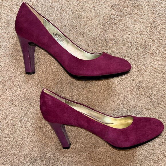 Ann Klein Clemence iFlex Magenta Suede Pumps Heels 9 - Picture 1 of 11
